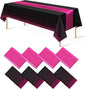 8Pack Disposable Plastic Party Tablecloths and Satin Table Runner Set Black Hot by MASHAN
