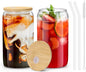 sungwoo 2PCS Glass Cups with Bamboo Lids and Straws, 16OZ Ice Coffee Cup by sungwoo