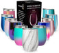 CHILLOUT LIFE 12 oz Stainless Steel Wine Tumbler with Lid - Double Wall Vacuum Insulated Wine Cup Glass Keeping Cold & Hot for Coffee, Champagne, Cocktails, Ice Cream