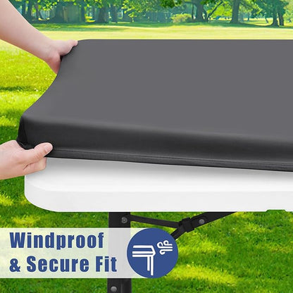 Spandex 6 Foot Rectangle Table Cloth 2 Pack, Elastic Fitted Tablecloths for Picnic, Stretch Washable Patio Table Cover for Outdoor, Camping, Banquet and Parties (Dark Grey, 30"x72")