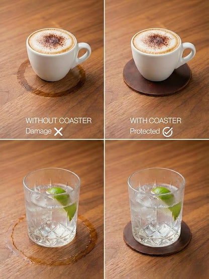 Real Natural Grain Leather Coasters – Durable Non-Slip Distressed Design - Image 4