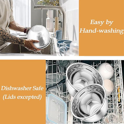 TeamFar Mixing Bowls, Stainless Steel Nesting Salad Bowls Set | Mixing Bowls - Image 5