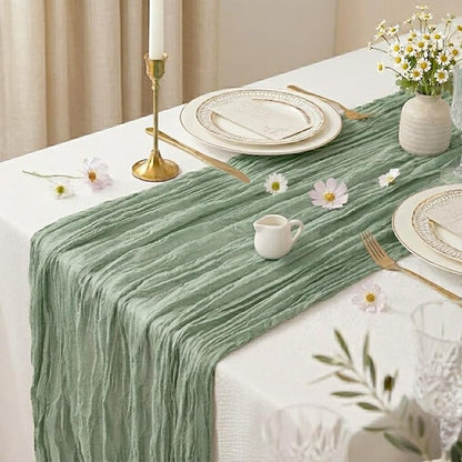 10 Pack Sage Green Cheesecloth Table Runner 17 x 108 Inch | Boho Gauze Fabric - Image 3