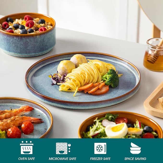 vancasso ONION Ceramic Dinnerware Sets, 12 Pieces Stoneware Plates and Bowls - Image 4