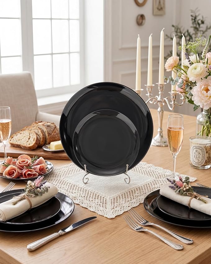 PULOTE 100PCS Black Plastic Plates Disposable - Image 7
