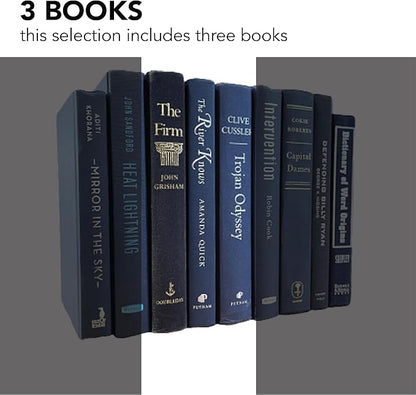 Real Books by Color® (Set of 3, Dark Blue) Decorative Bookshelf Home Decor Shelf Styling Photo Prop