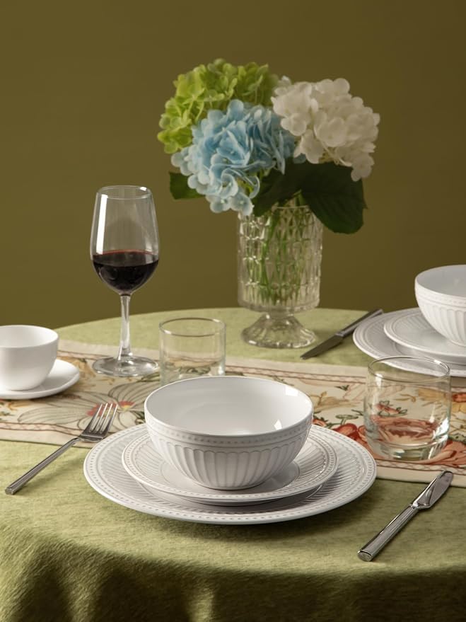 Famiware Ceramic Plates and Bowls Sets, Embossed Dishes Dinnerware - Image 6