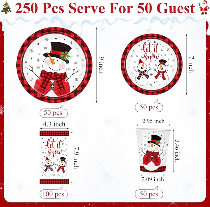 Funnymoom 250 Pcs Winter Snowman Party Decorations - Image 3