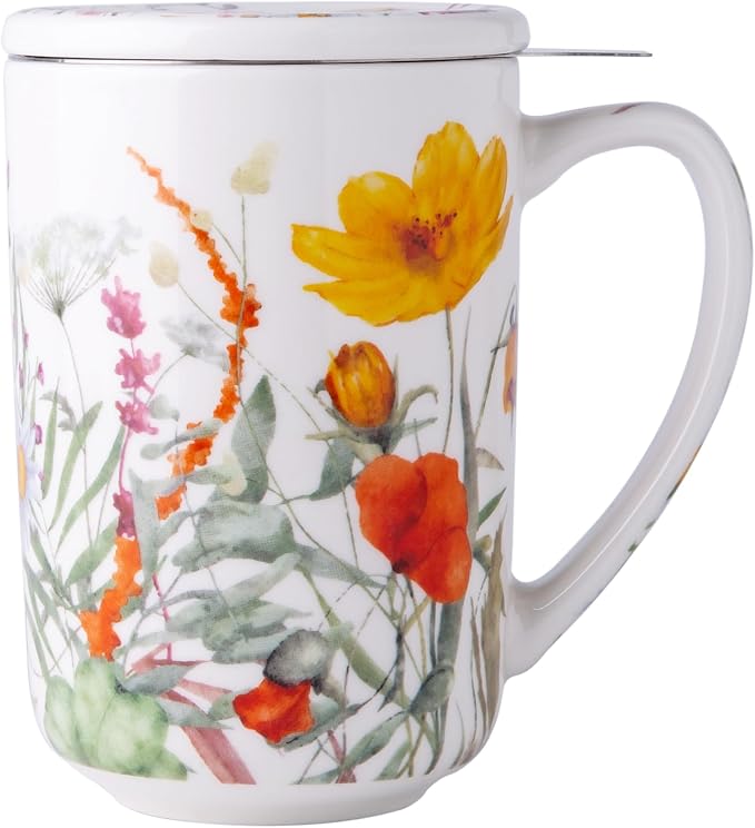 AmorArc Tea Cup With Infuser and Lid, 18oz Loose Leaf Tea Mug With Steeper | by AmorArc