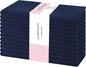 PurpleEssences Set of 12 Cloth Dinner Napkins 100% Cotton 18x18 Inch - Soft Durable Washable - Ideal for Farmhouse Party Christmas Holiday Winter - Perfect Everyday Use Table Linen - Navy Blue