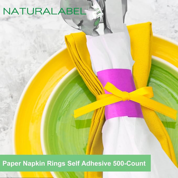 Self-Adhesive Napkin Bands, Hot Pink | Wrap silverware & napkins, elegant table - Image 5