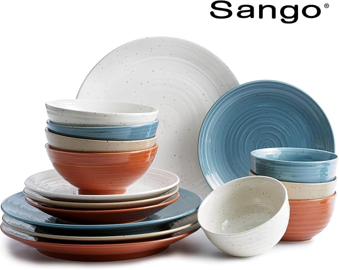 Sango Siterra Painter's Palette 16-Piece Stoneware Dinnerware Set - Image 9