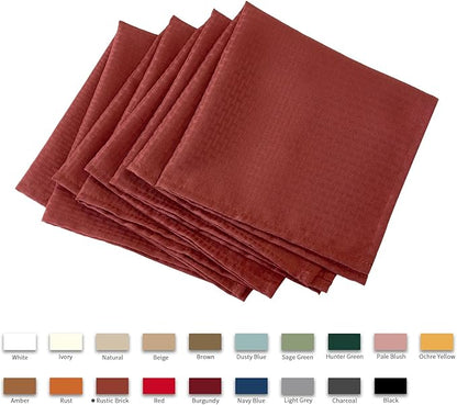 maxmill Fall Cloth Napkins 20 x 20 Inch Weaved Pattern Soft Comfortable and Luxury Serviette for Harvest Thanksgiving Family Dinners Weddings Parties and Banquets Set of 4 Pieces, Rustic Brick