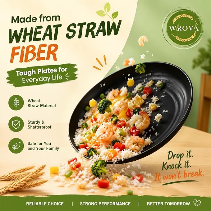 Wheat Straw Dinnerware Sets 40PCS, Microwave Safe Dinnerware Sets, Dinner - Image 4