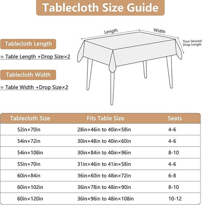 Textured White Fabric Table Cloth Rectangle Spill Proof & Reusable Faux Linen Tablecloth for 8 Foot Rectangular Table Easy Clean for Dining Banquet Wedding 54 x 108 Inch