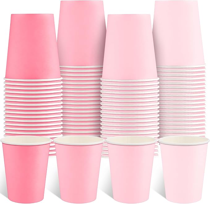 NatNarr 100 Pack Gradient Pink Paper Cups 9oz Pink Cups Gender Reveal Cup | by NatNarr