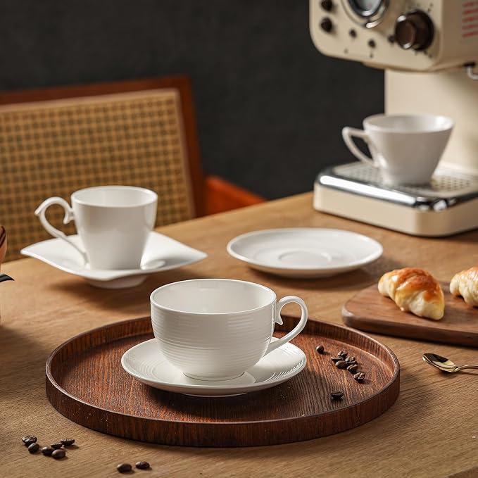 12 oz Cappuccino Cups with Saucers, Ceramic Espresso Coffee Cups Set of 4 - Image 8