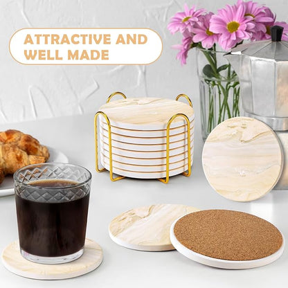 Absorbent Ceramic Coasters Set of 4, Modern Marble Style Drink Coasters | 4 - Image 2