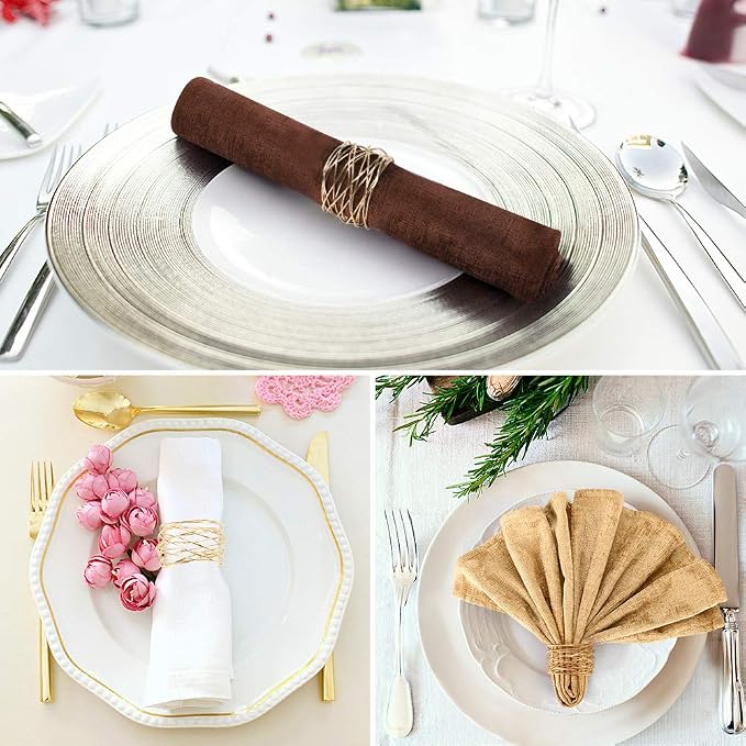 Accmor Napkin Rings, Metal Gold Round Napkin Rings Buckles - Image 4