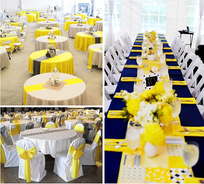 10-Pack Yellow 12 x 108 inches Long Premium Satin Table Runner | Wedding - Image 6