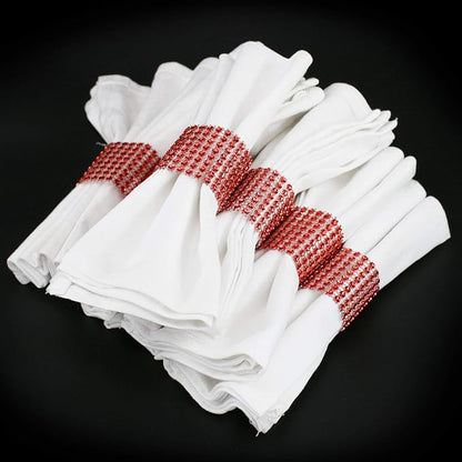 KPOSIYA Napkin Rings, Pack of 120 Rhinestone Napkin Rings Diamond Adornment for Place Settings, Wedding Receptions, Dinner or Holiday Parties, Family Gatherings (120, Red)