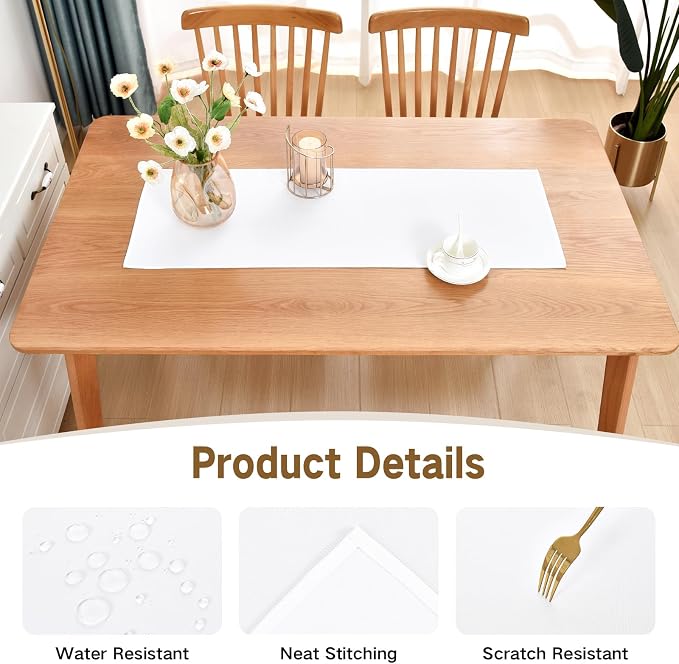 Faux Linen Small Table Runner Water Resistant 13 x 36 in, Coffee Table Runner - Image 3
