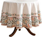 ISAENNE Floral Tablecloth for Round Tables,Linen Table Cloth with Double-Edged Lily Pattern,Heavy Durable Table Cover for Dining Thanksgiving Kitchen Decor Party Christmas,Diameter 55"