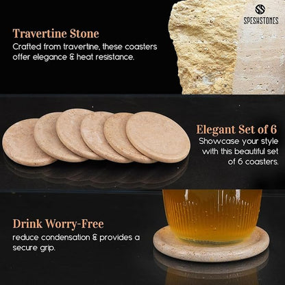 Travertine Coasters Set of 6 - Image 3