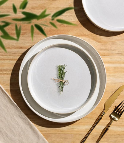 Ceramic Dinnerware Set for 8, 24-Piece Plates and Bowls Set | Lightweight - Image 2