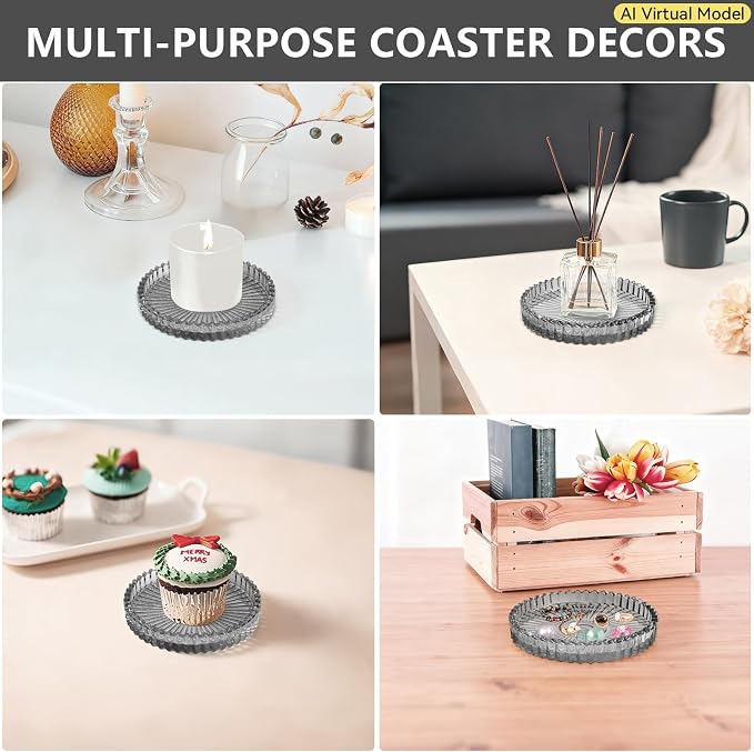 VIBRATITE 4 Inch Glass Coasters Set of 4, Crystal-Like Appearance - Image 6