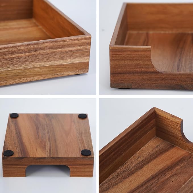 Acacia Cocktail Napkin Holder for Table, Wooden Napkin Holder, Flat Square - Image 6