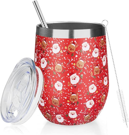 Christmas Wine Tumbler 12 oz Stainless Steel Wine Tumble Insulated Wine Tumbler by GUDEMAO