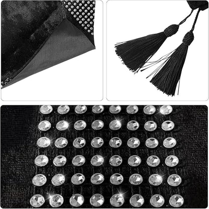 Elegant Bling Rhinestone Black Table Runner, Ombre Velvet, Double-Layer - Image 4