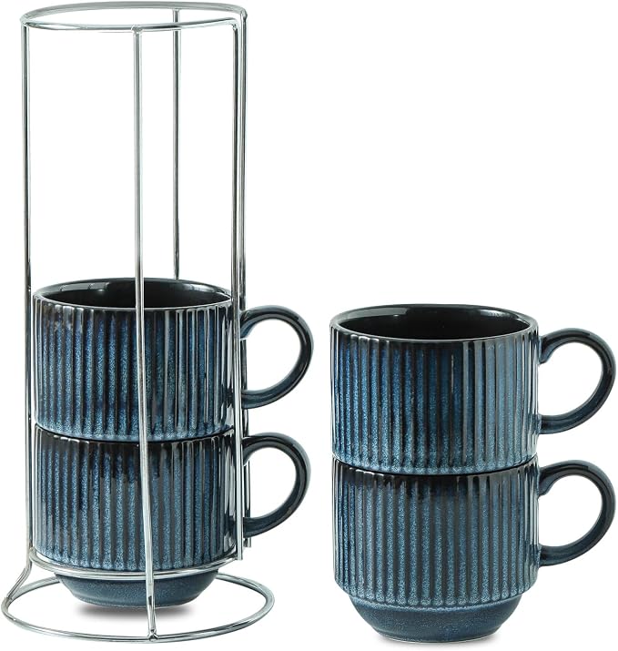 glowworm Coffee Mugs Set of 4, 15 Oz Stackable Coffee Mugs by GLOWWORM