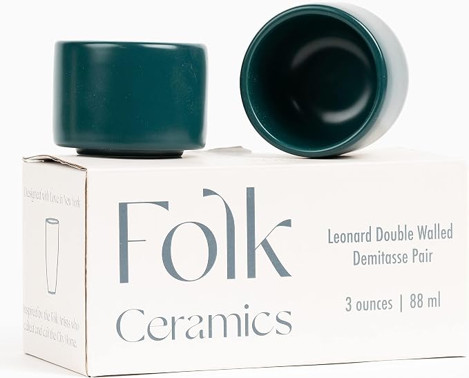 Folk Ceramics Leonard Ceramic Espresso Cups, Thick Walled, Handleless, by FolkCeramics