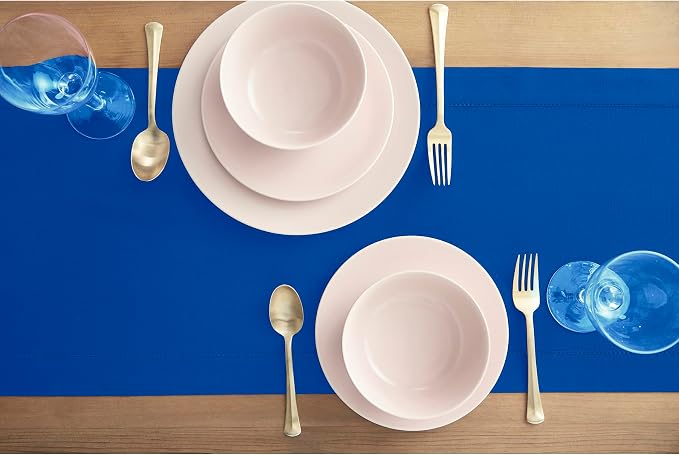 Solino Home Cotton Linen Table Runner Blue, Hemstitch Collection 14 x 90 in | - Image 3
