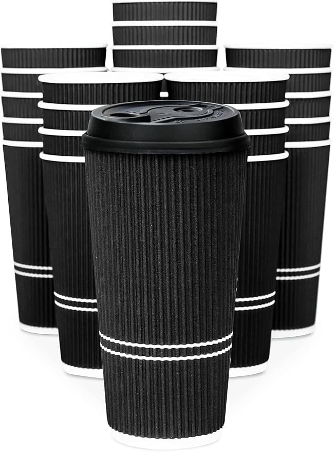 To Go Coffee Cups With Lids - 22 oz Disposable Coffee Cup With Lid. Large Togo by Glowcoast