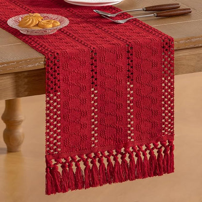 Boho Table Runner Summer Farmhouse Rustic Dining Dresser Scarf Home Decor | - Image 4