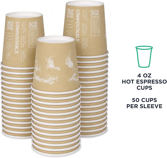 ECO PRODUCTS Compostable Disposable World Art 4oz Espresso Coffee Cups - Image 5