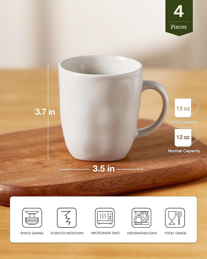 famiware Coffee Mugs Set of 4, Ocean Square 13oz Coffee Cup Set - Image 4