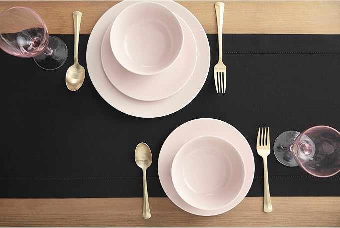 Solino Home Cotton Linen Dining Table Runner Black Hemstitch, 14 x 48 in | - Image 4