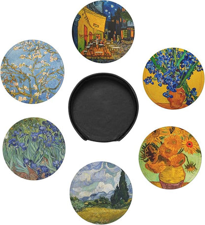 Van Gogh Art Leather Drinks Coasters - Image 2