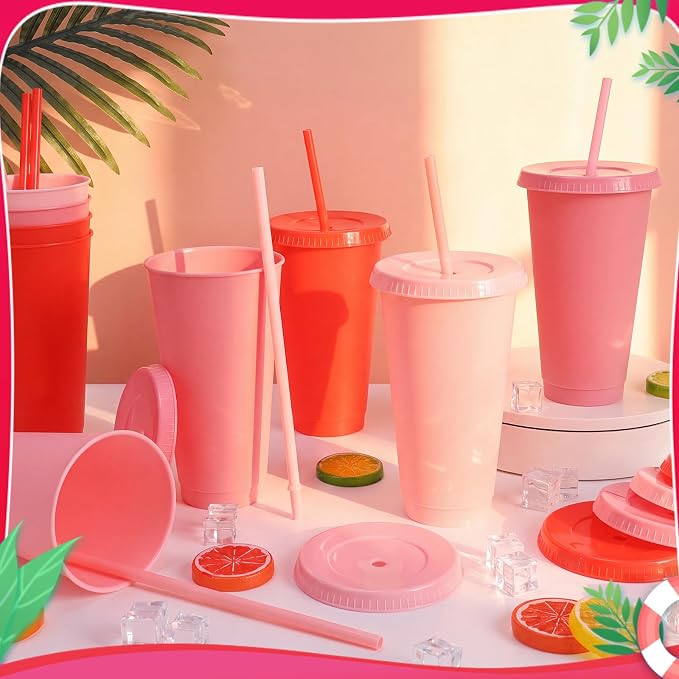 24 Pack Plastic Tumblers with Lids and Straws, Reusable Cups with Lids Plastic - Image 3