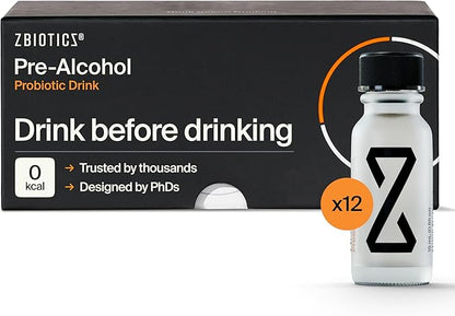 ZBiotics — Feel Better After Drinking, Wake Up Refreshed, Science-Backed, Patented Probiotic for Easier Mornings, Travel-Friendly, 12-Pack of 0.47 Fl Oz Bottles