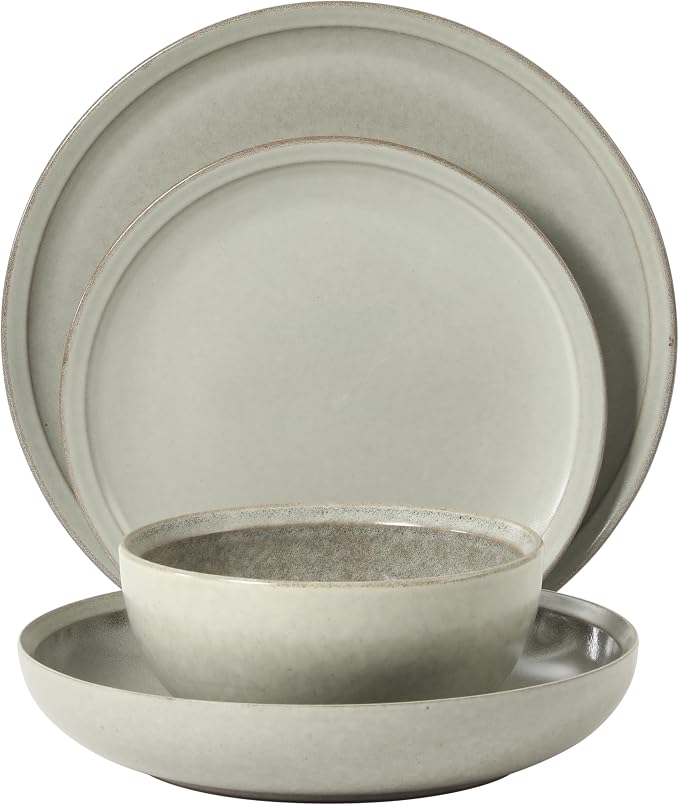 Gibson Elite Beckett Stoneware Matte Reactive Glaze 16 Piece Plates and Bowls - Image 6