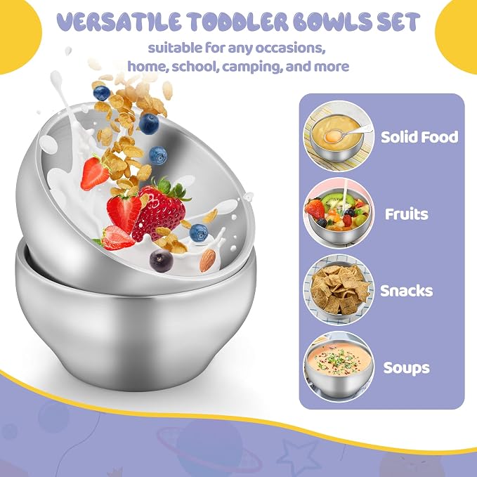 TeamFar Stainless Steel Bowls for Kids, 12oz Baby Toddler Bowls Set of 3 | - Image 7