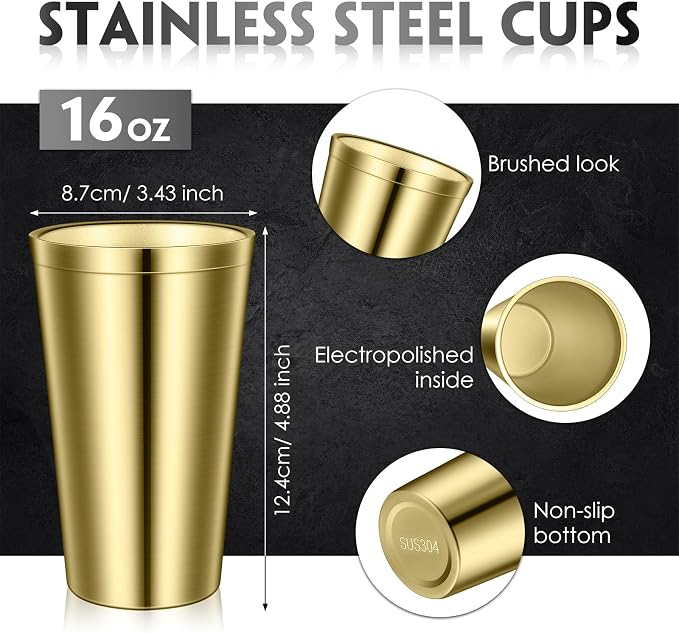 Zopeal Stainless Steel Cups 16 Oz, Double Wall Vacuum Pint Cup Tumbler - Image 2