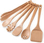 Wooden Cooking Utensils, 6 Pieces Natural Beech Wooden Spoons For Cooking with Unique Notch & Heat Resistant Design, Non-Stick Wood Kitchen Utensil Set with Hanging Hole for Kitchen Essentials