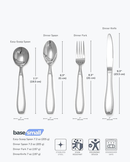 4-Piece Weighted Utensils for Tremors and Parkinson's (7 oz Each) - Weighted Silverware for Hand Tremors, Adaptive Utensils for Elderly