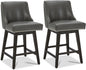 CHITA Counter Height Swivel Bar Stools Set of 2, FSC Certified Upholstered Counter Stools, Modern Swivel Barstools with Wood Legs for Kitchen Island, 26" Seat Height, Faux Leather in Retro Grey